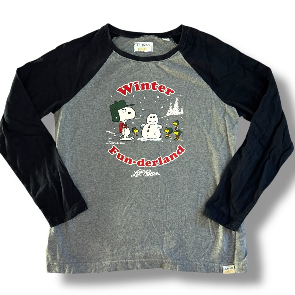 L.L. Bean x Peanuts Winter Funderland Raglan Tee Medium